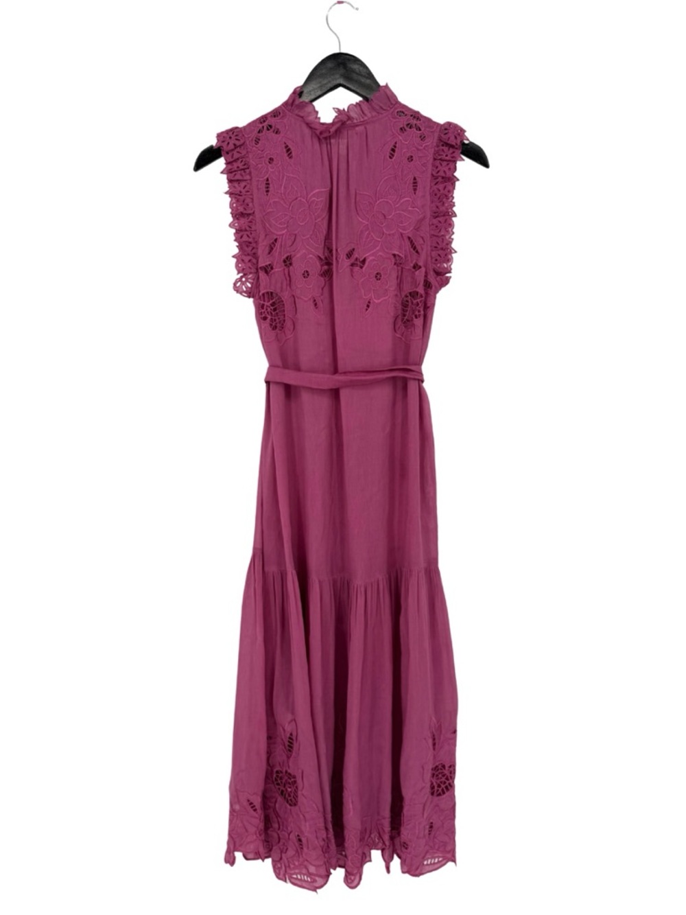 Christy Lynn Gemma Dress Fuchsia Pink Small Linen Silk Embroidered Floral Eyelet - Picture 5 of 16